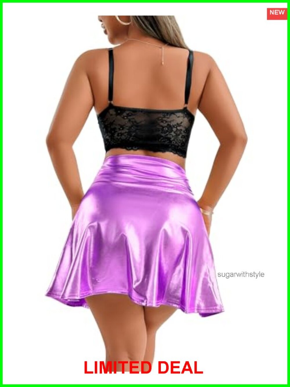 Pleated Flared Mini Skort High Stretch Polyester Stage Costume Skirt